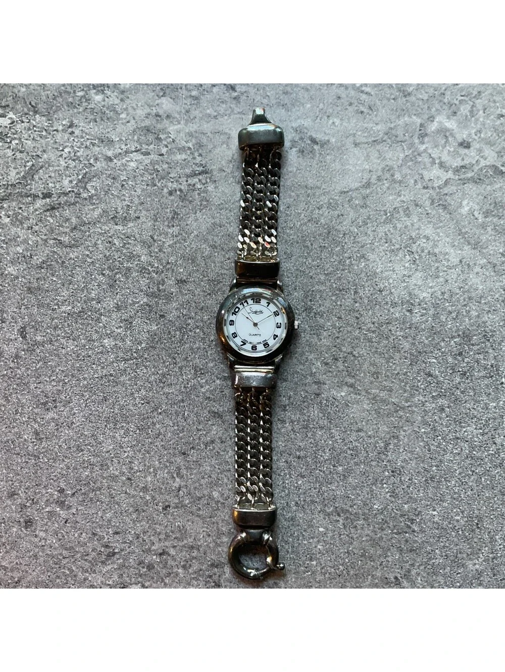 Vintage Sheffield Womens Watch 31mm Silver Plated Case & Band White Dial A21